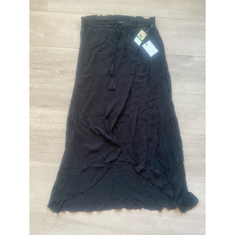 NWT 1.State Midi Black Wrap Skirt Size Large